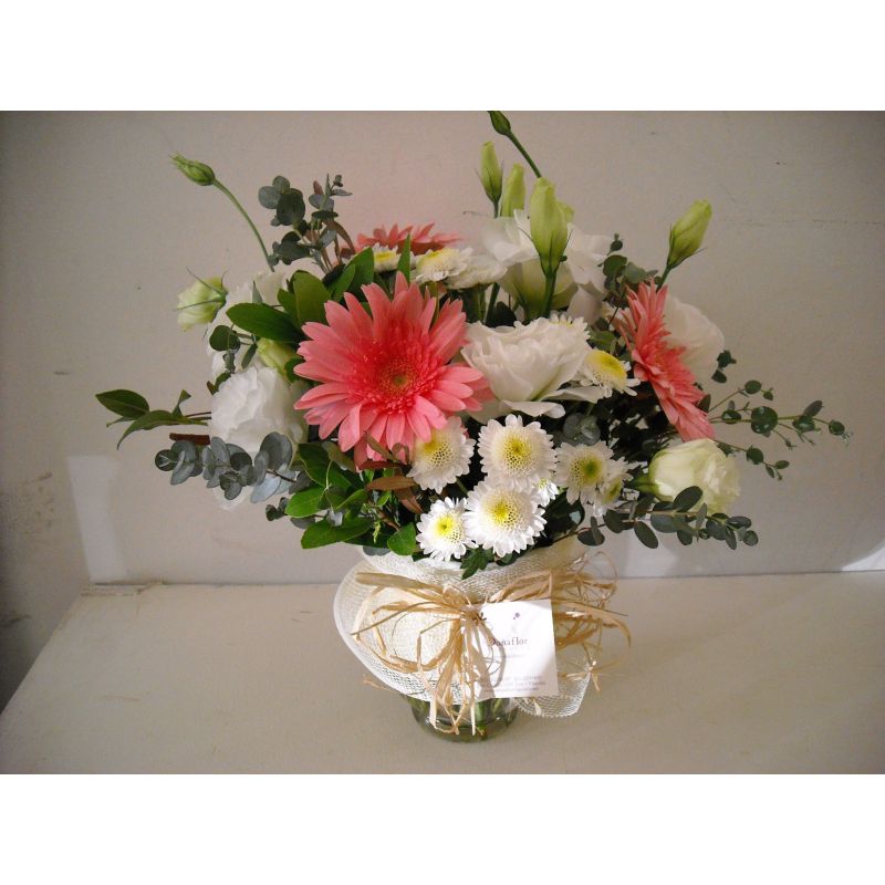 GERBERAS LISIANTHUS MABLE Y EUCALIPTHUS