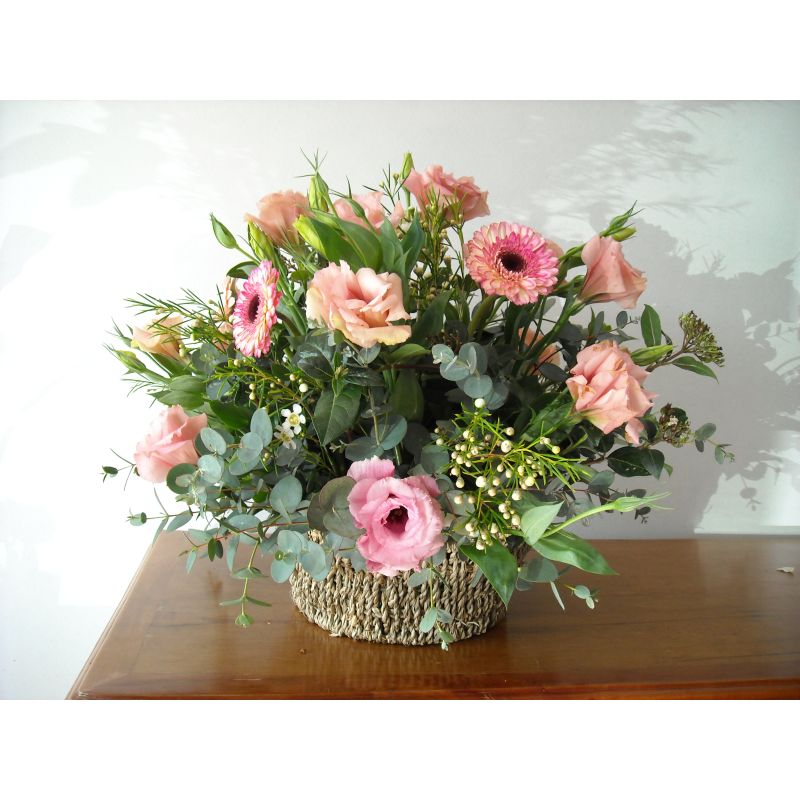 LISIANTHUS ROSADOS  Y RUSCUS GERBERAS