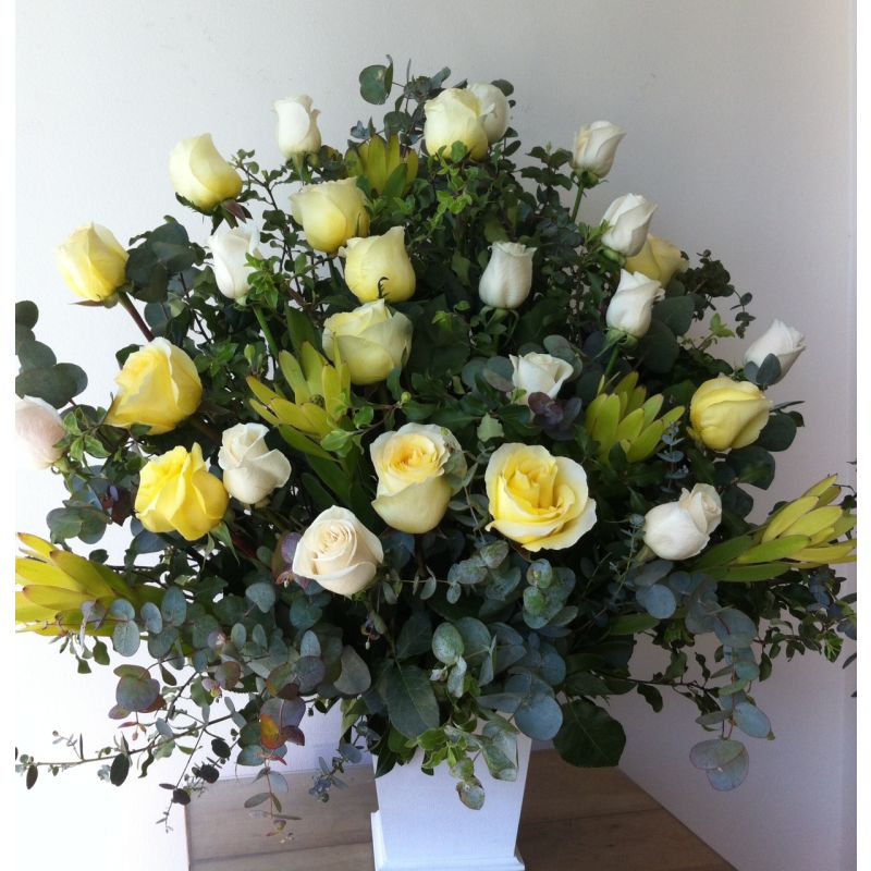 ROSAS AMARILLAS Y BALCAS CON EUCALIPTOS